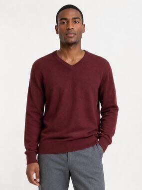 Theory Men’s Medium Merino Wool V-Neck Sweater Burgundy Port